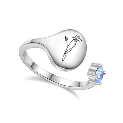 Bague de fleurs du mois de naissance